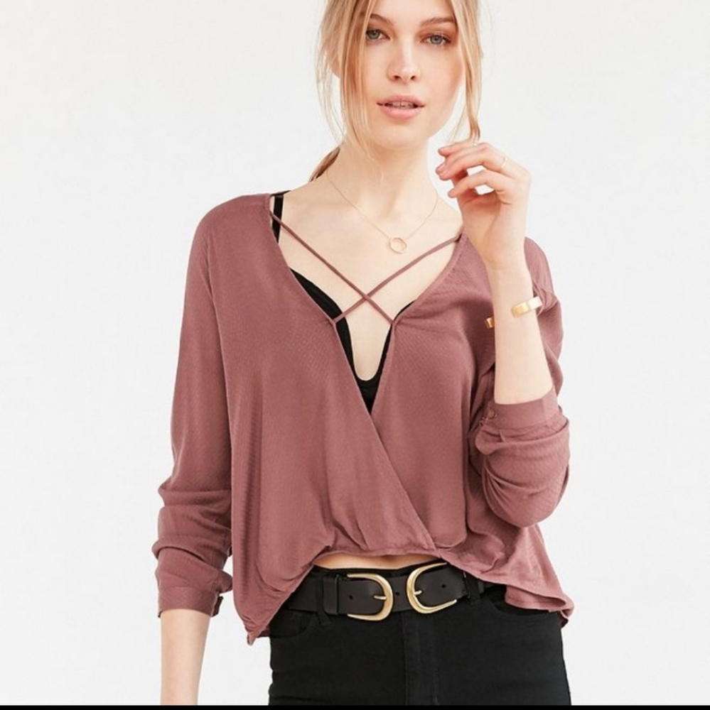 Urban Outfitters Silence + Noise Cross front long sleeve blouse